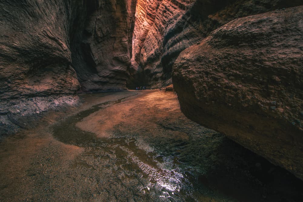 Sunlit Canyon Path by UU — canvas wall art