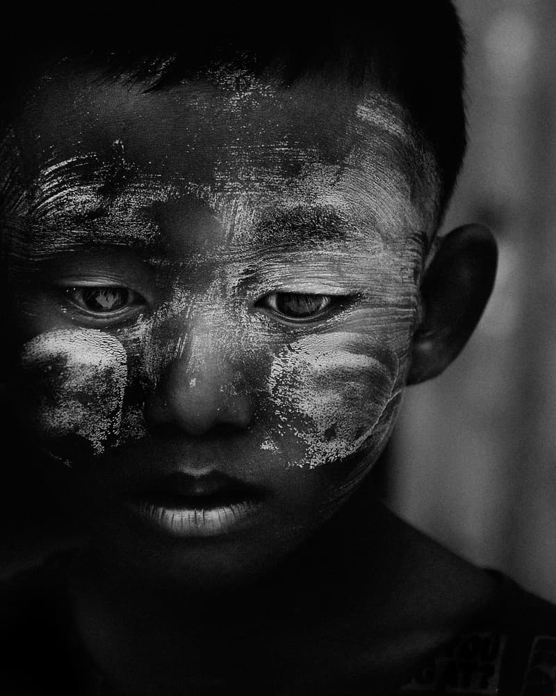 Pensive Painted Boy by txules — canvas wall art