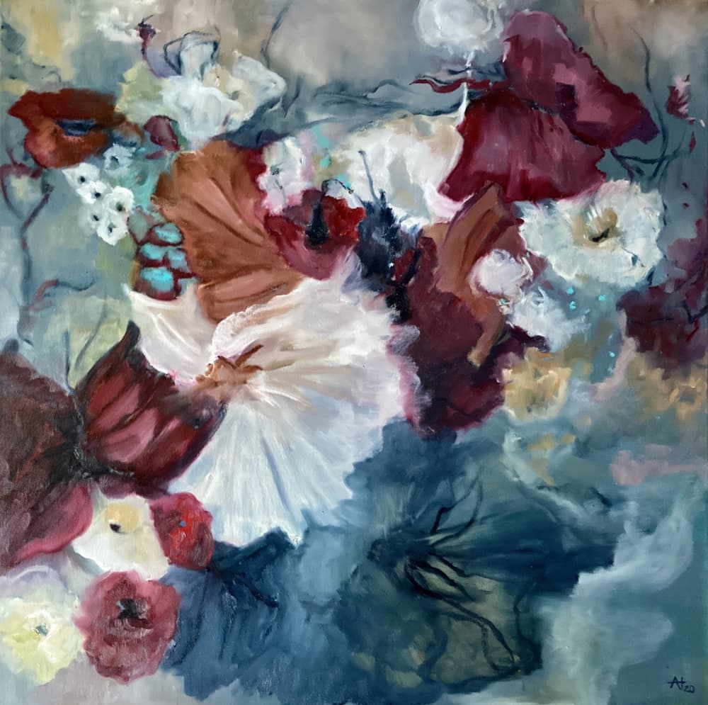 Moody Floral Painting by Alexandra Higgins — canvas wall art