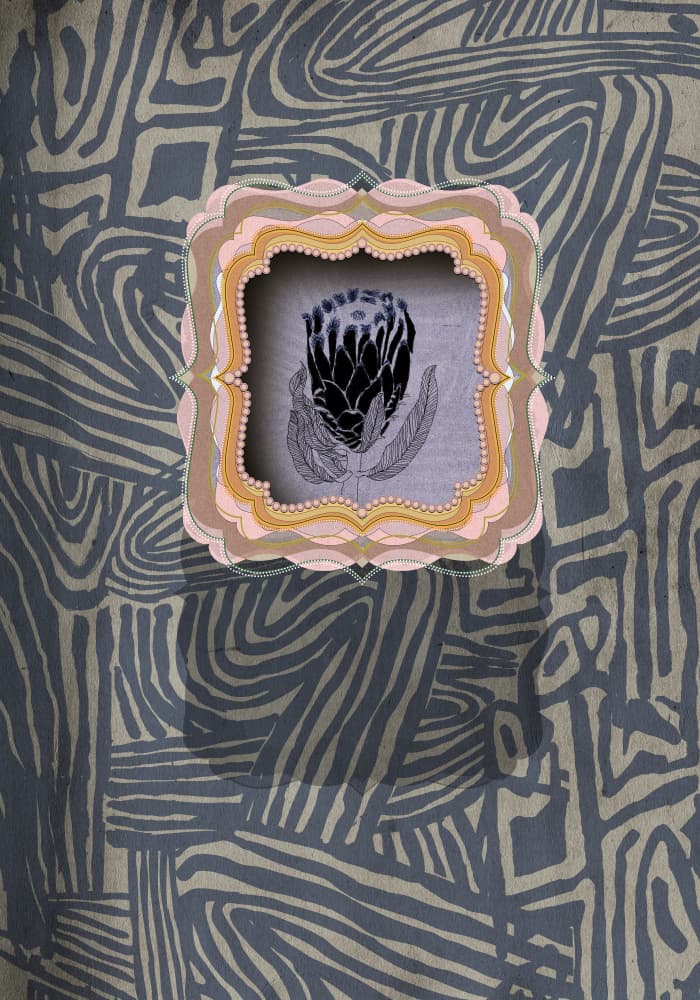 Golden Framed Protea by XHOZUCAN — canvas wall art