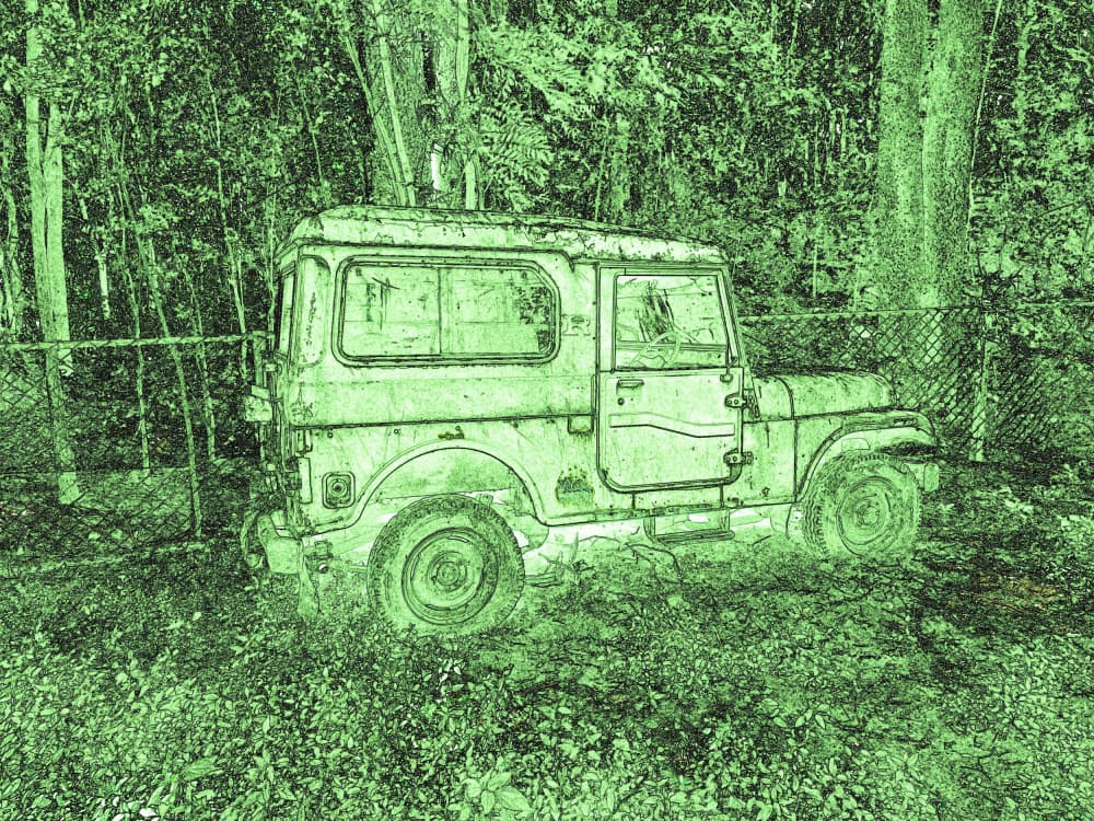 Abandoned Forest Jeep by Santhosh ch — canvas wall art