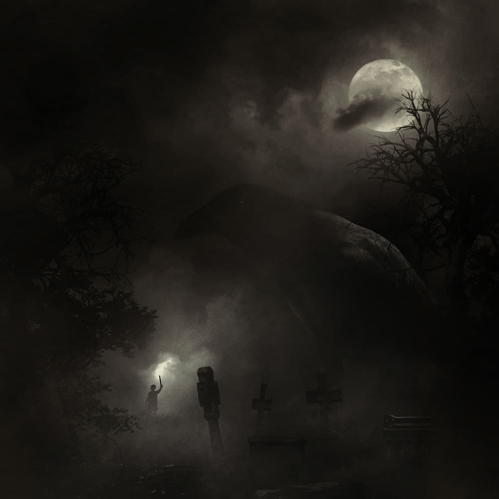 Moonlit Crow Graveyard by Sebastien DEL GROSSO — canvas wall art