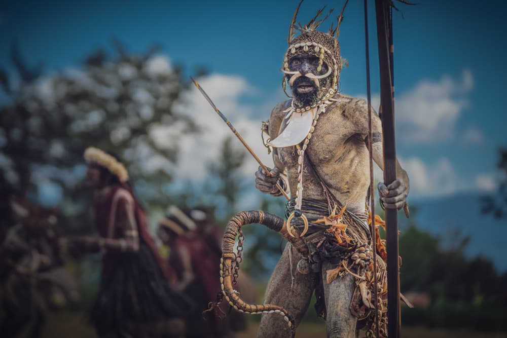 Traditional Tribal Warrior by HIRAK BHATTACHARJEE — canvas wall art