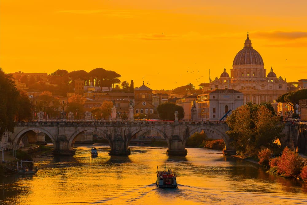 St. Peter's Golden Sunset by Valentin Borsan — canvas wall art