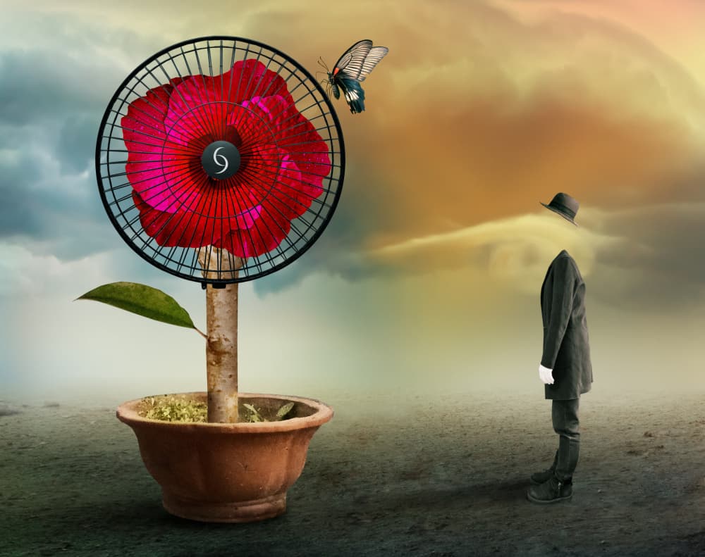 Surreal Headless Man Flower by Biao Huang — canvas wall art