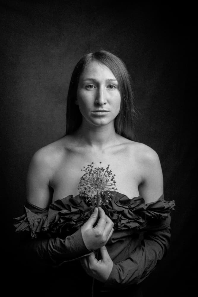 Contemplative Floral Portrait by Ruth Franke — canvas wall art