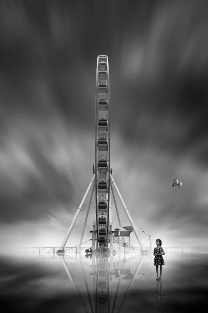 Dreamy Ferris Wheel Reflection by boonlertro — canvas wall art