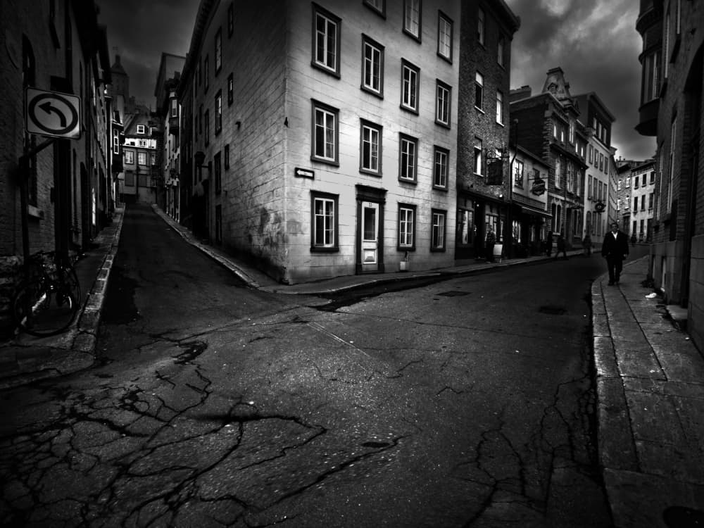 Solitary City Stroll by David Senechal Photographie (polydactyle) — canvas wall art