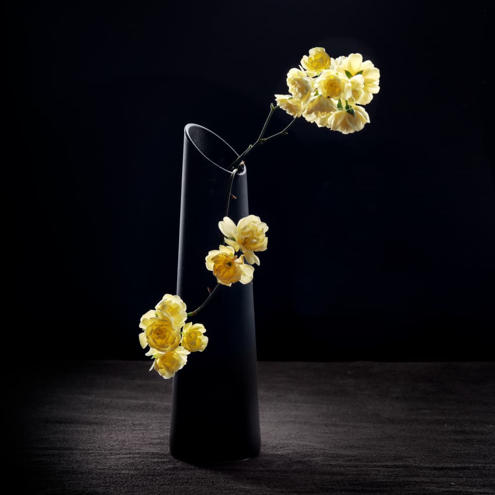 Yellow Blooms Black Vase by Gaby Grohovaz — canvas wall art