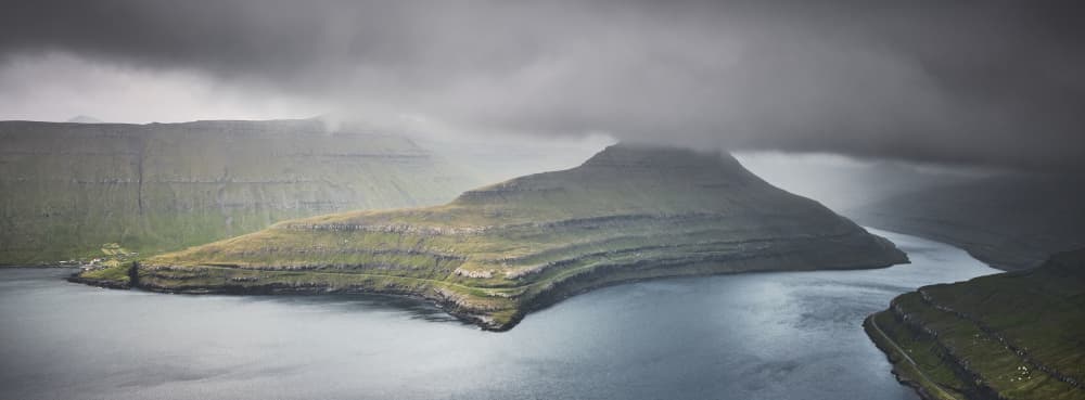 Moody Faroe Islands Fjord by Hamed Bank — canvas wall art