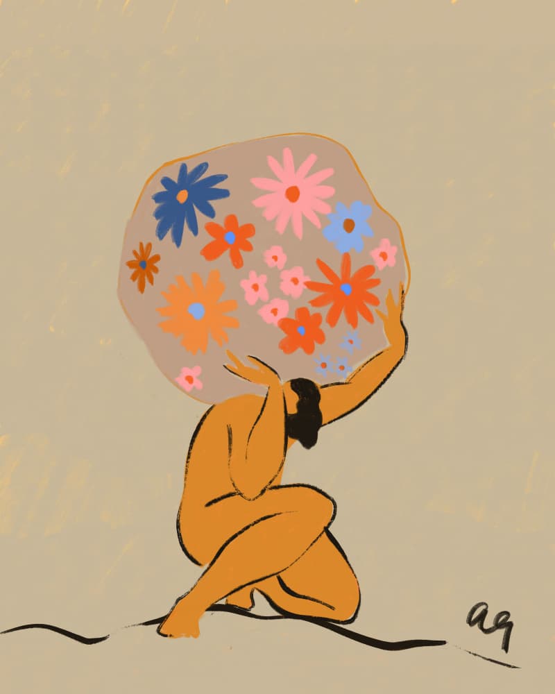 World On Her Shoulders by Arty Guava — canvas wall art