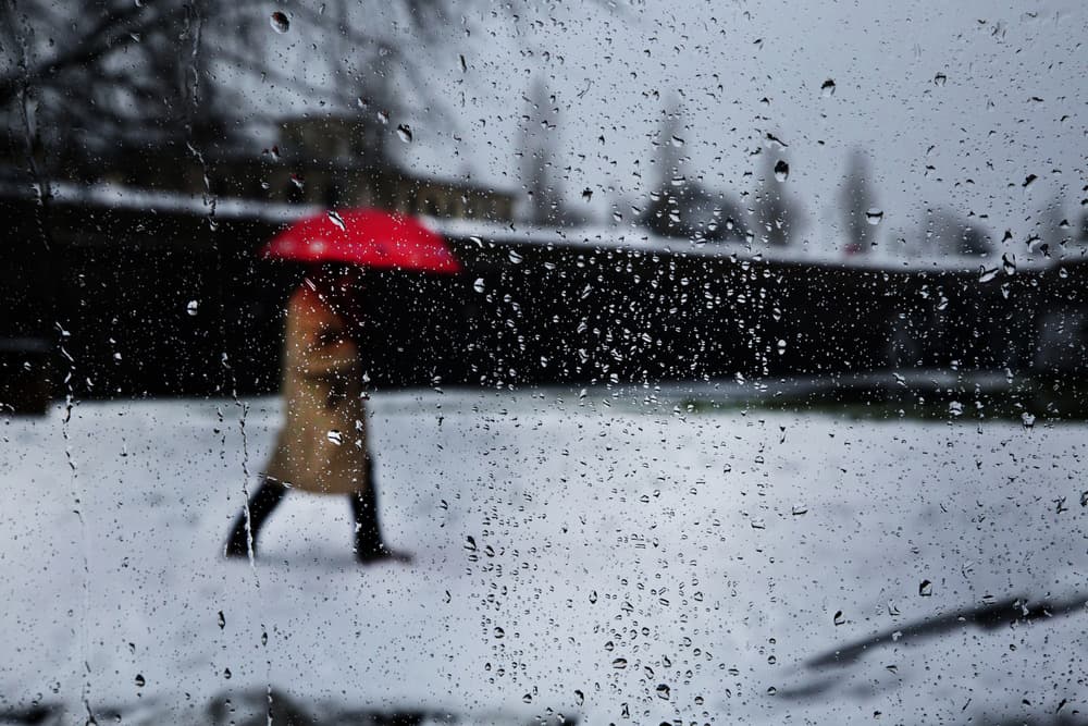 Rainy Window Red Umbrella by Luciano Caturegli — canvas wall art