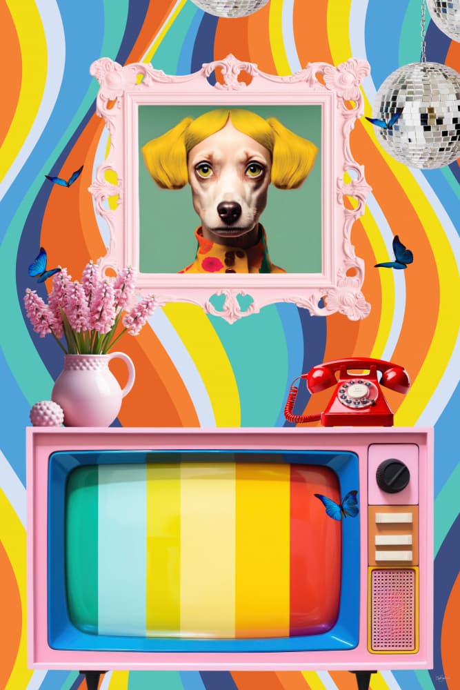 Groovy Dog Portrait by Sue Skellern — canvas wall art