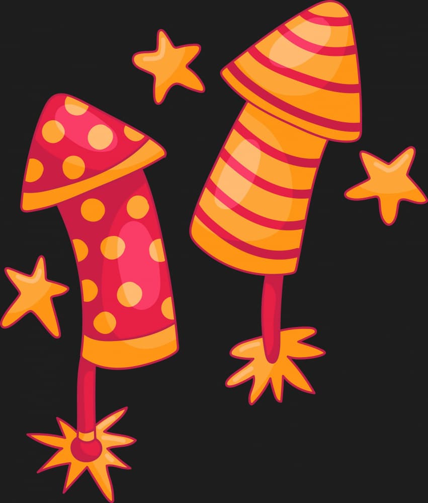 Colorful Party Rockets by Marika Barsrsind — canvas wall art