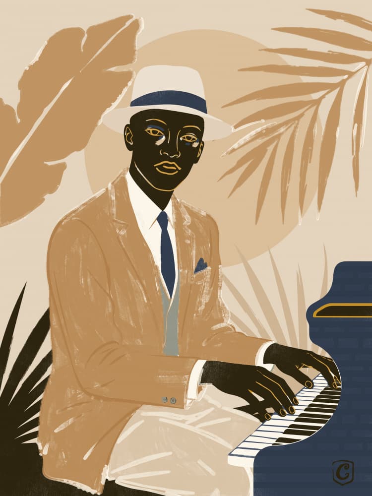 Dapper Jazz Pianist by Cannavaro — canvas wall art