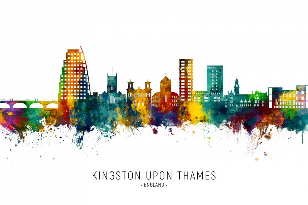 Kingston Upon Thames Watercolor by Michael Tompsett — canvas wall art