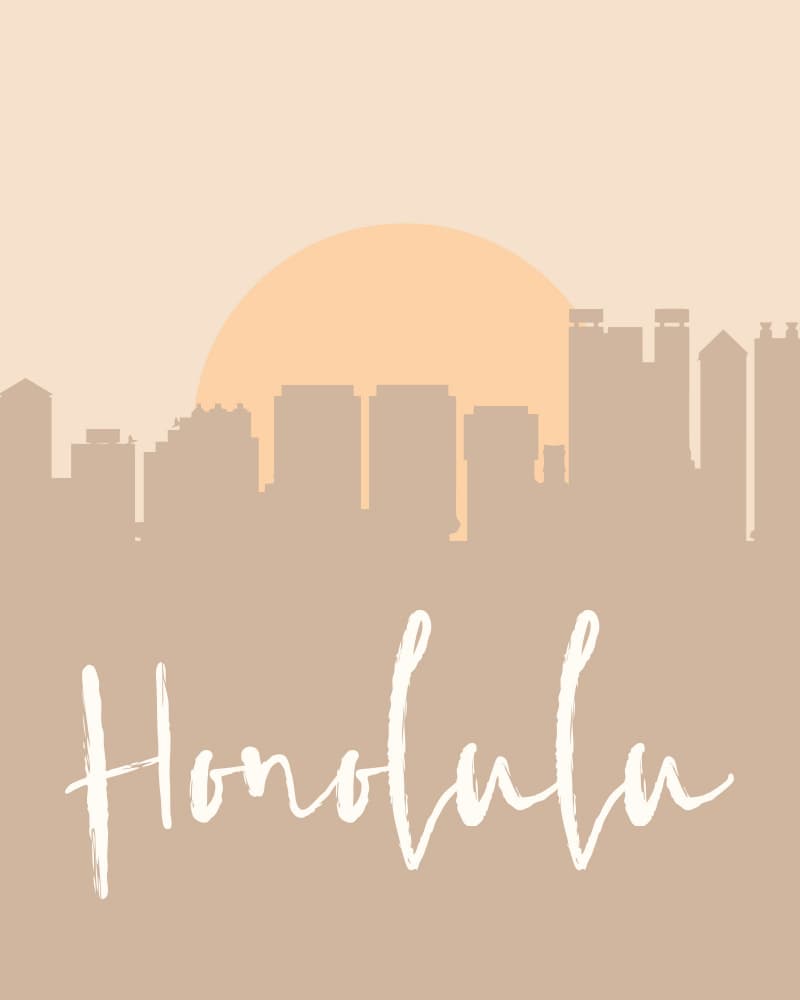Honolulu Sunset Skyline by Emiliano Deificus — canvas wall art