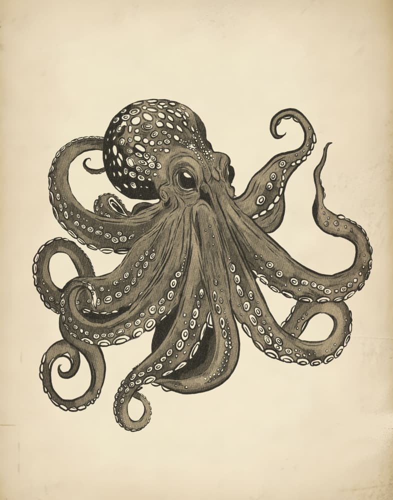 Elegant Vintage Octopus by Josie George — canvas wall art