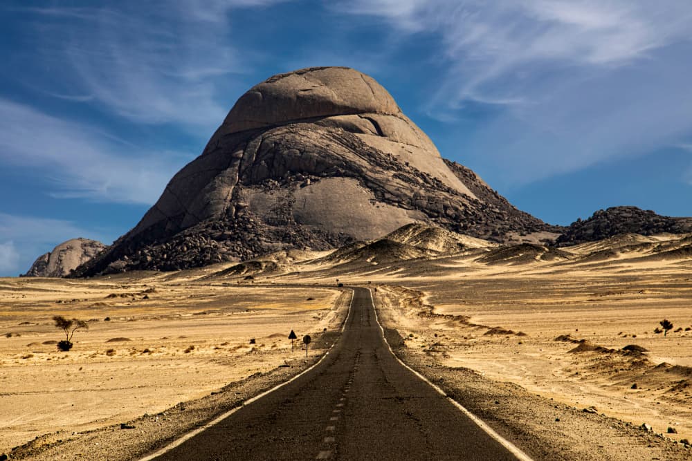 Endless Desert Road Mountain by Hisham Aboelnaga — canvas wall art