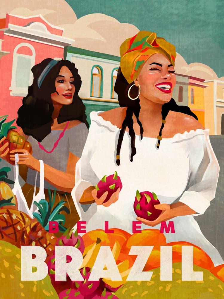 Belem Brazil Colorful Travel Art by The Whiskey Ginger — canvas wall art