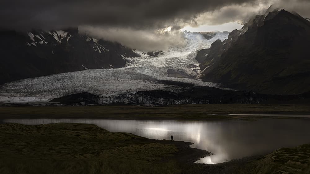 Sunlit Glacier Lake by Pagniez — canvas wall art