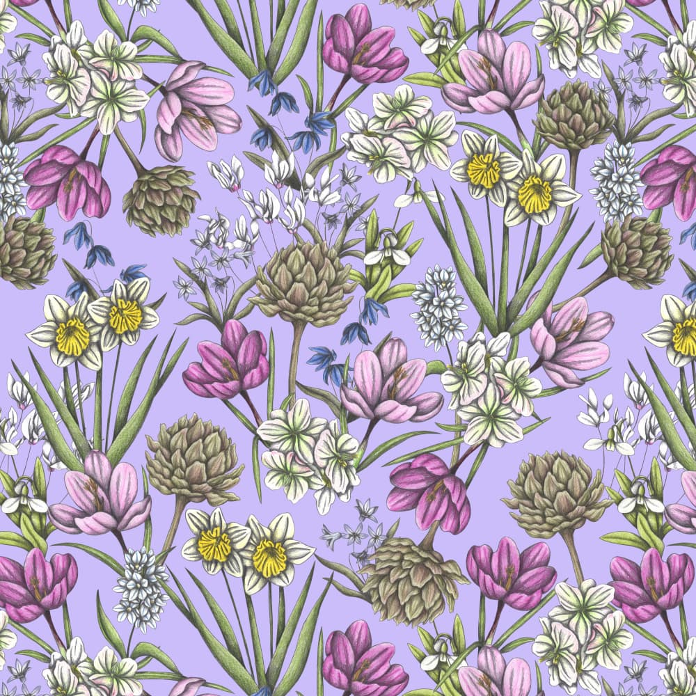 Lavender Floral Garden Pattern by Cecilia Battaini — canvas wall art