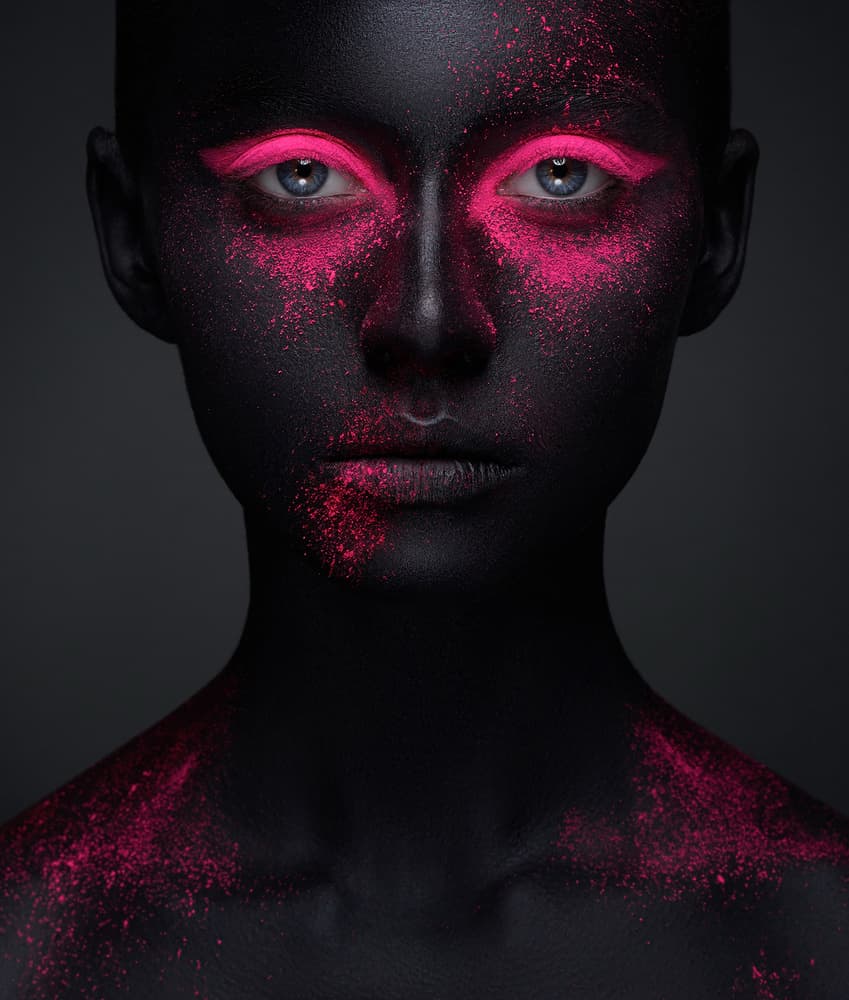 Pink Neon Powder Portrait by HIM — canvas wall art