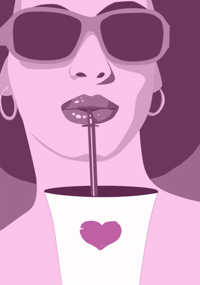 Pink Sunglasses Sipping by Magdalena Herichova — canvas wall art