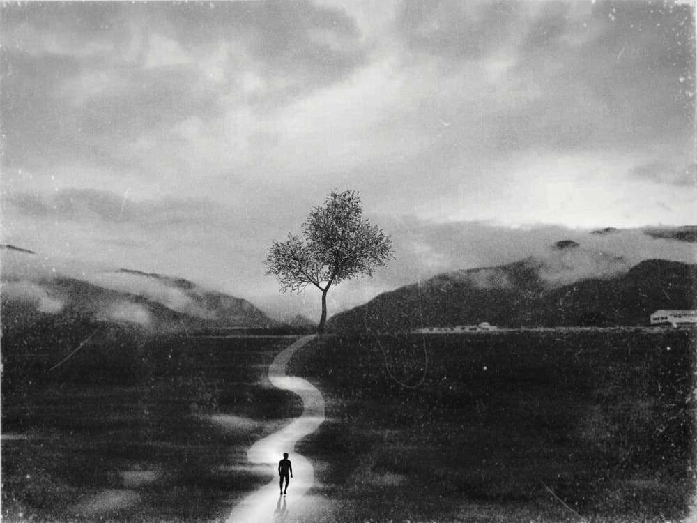 Man's Winding Path by Lammakmak — canvas wall art