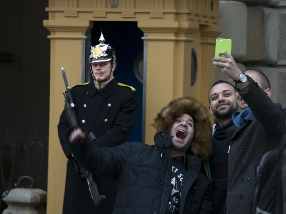 Royal Guard Selfie Fun by Robert Semnic — canvas wall art