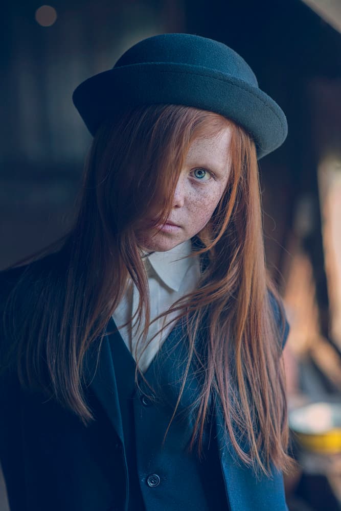 Redhead Child Bowler Hat by Ewa Cwikla — canvas wall art