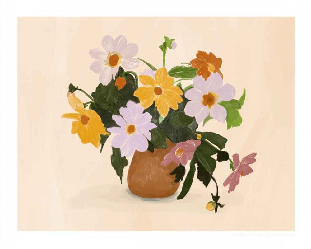 Pandcsummerflowers Copy by Jenny Liz Rome — canvas wall art