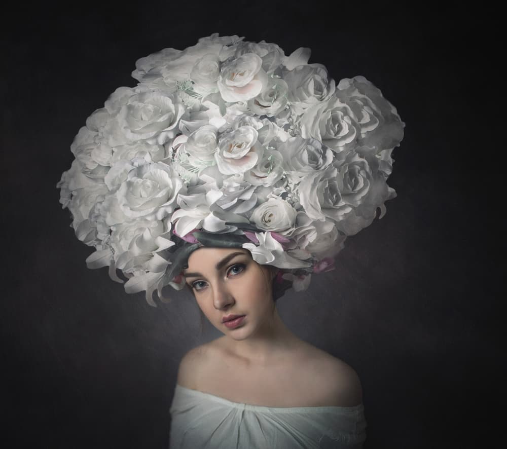 Woman of White Roses by hardibudi — canvas wall art