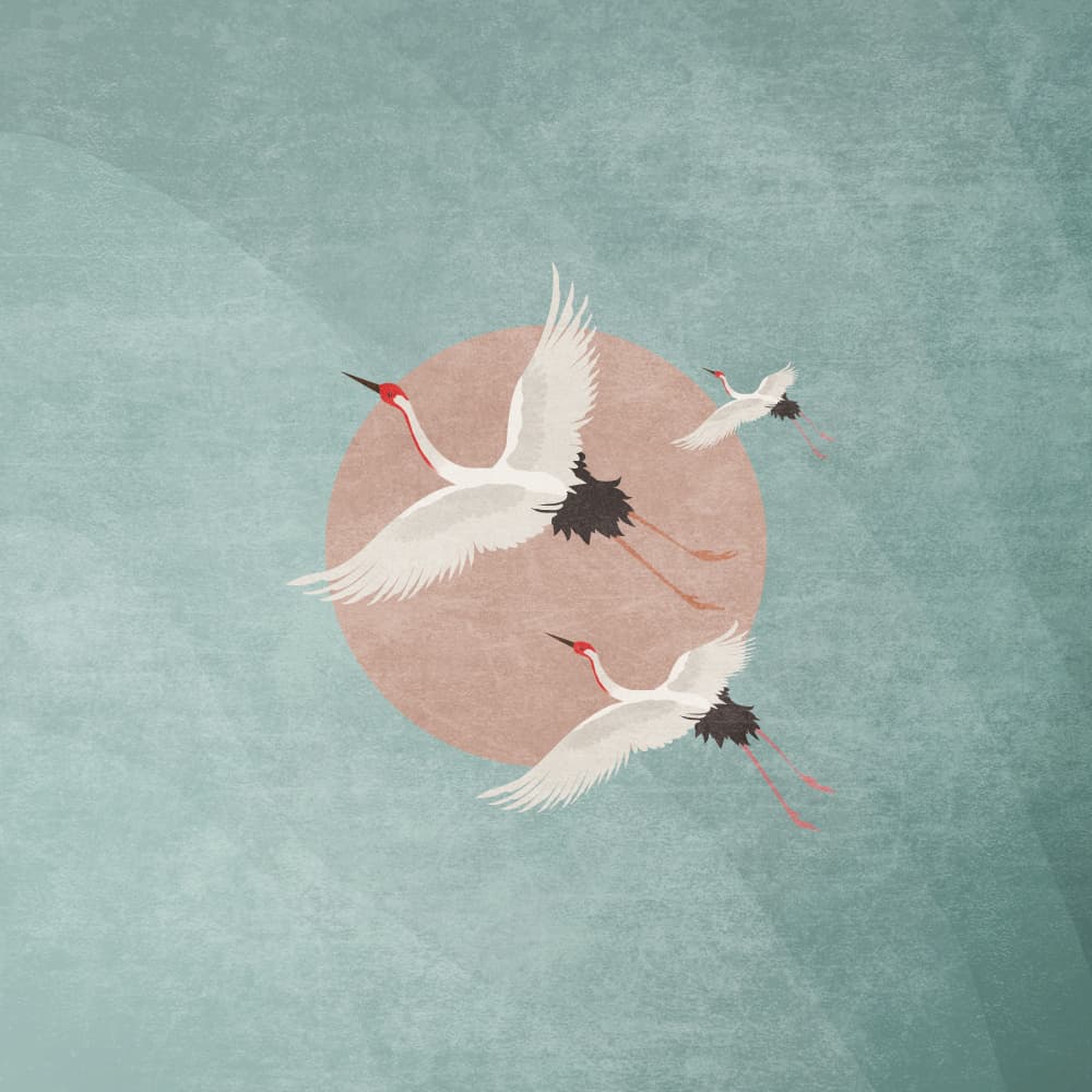 Cranes in Flight by Emel Tunaboylu — canvas wall art