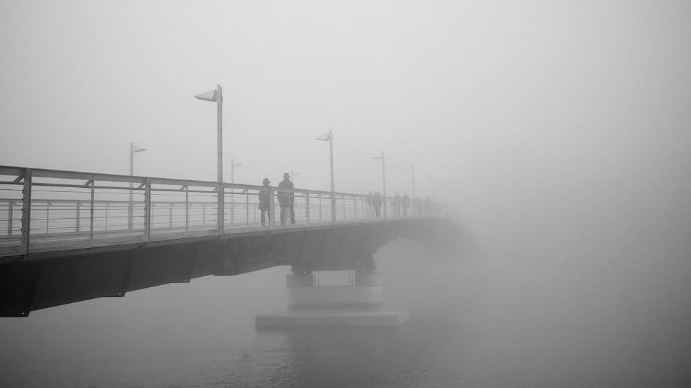 Foggy Bridge Walk by Magdalena Roeseler — canvas wall art