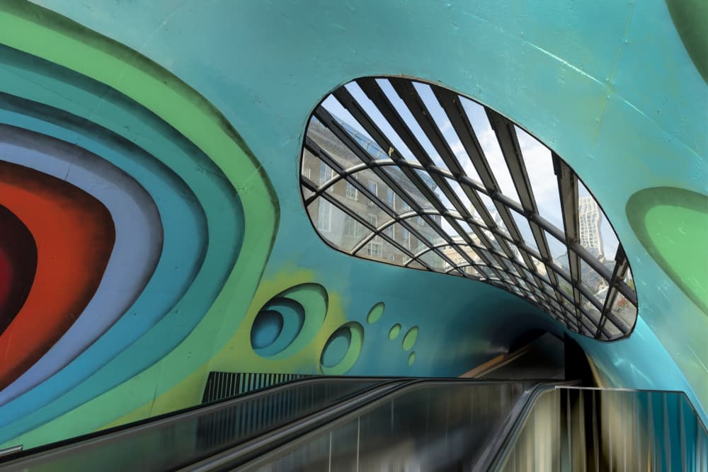Vibrant Metro Escalator by Greetje van Son — canvas wall art