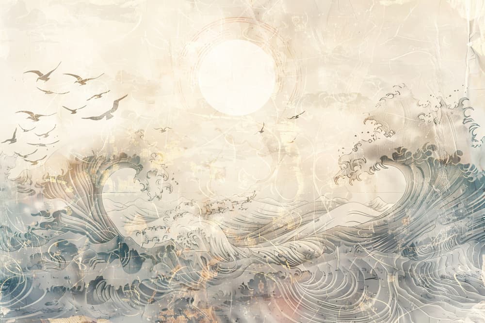 Dreamy Ocean Waves Moon by Rafal Kulik — canvas wall art