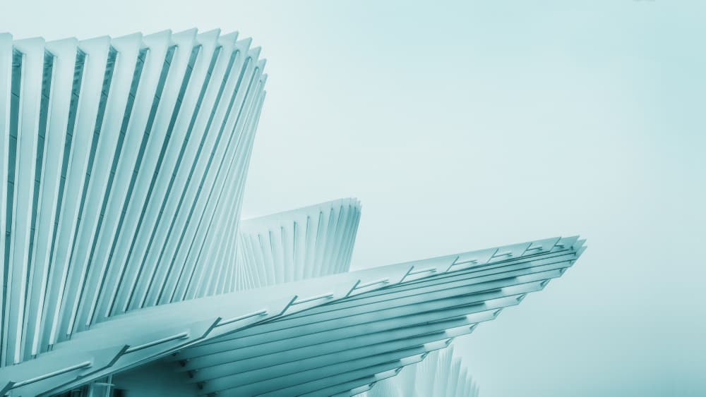 Modern Blue Architecture by Mike Kreiten — canvas wall art