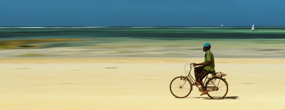 Tropical Beach Bicycle Ride by Harry Bünger — canvas wall art