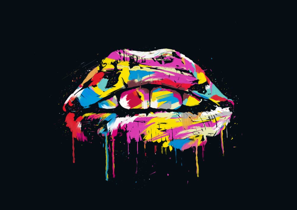 Colorful Lip Splash by Balazs Solti — canvas wall art