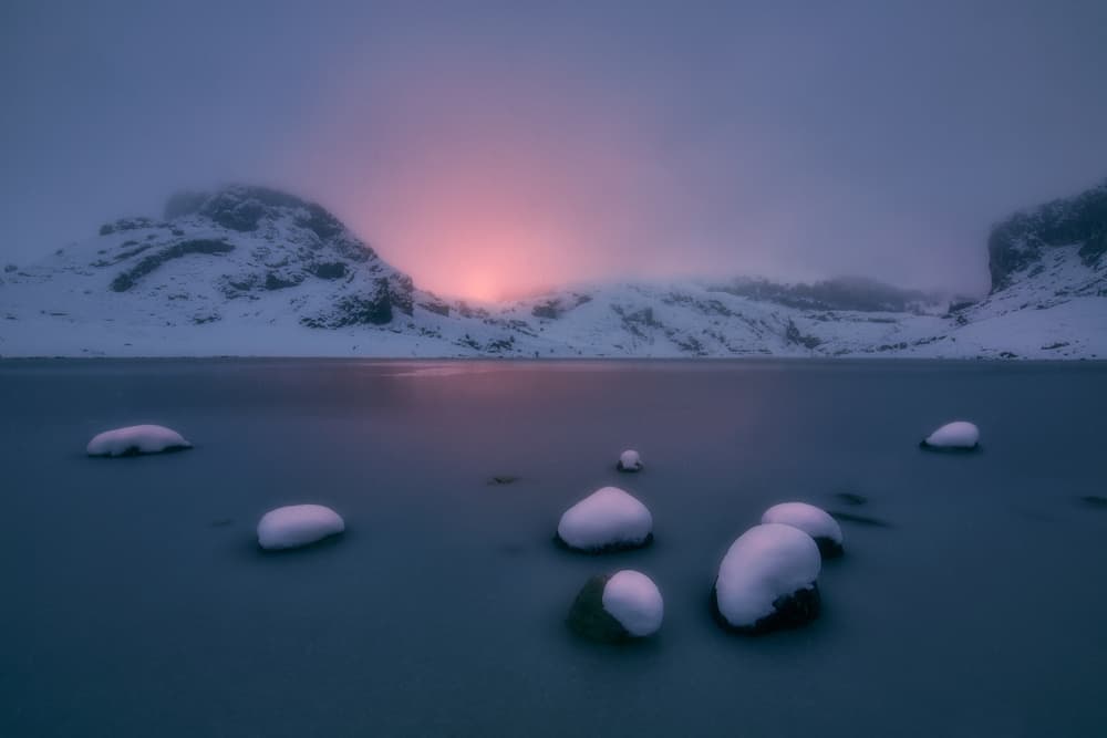 Winter Lake Glow by Carlos Gonzalez — canvas wall art