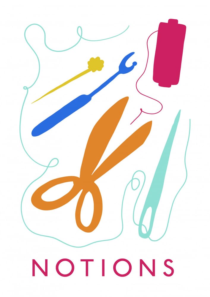 Vibrant Sewing Notions by Charlotte Trudgett — canvas wall art