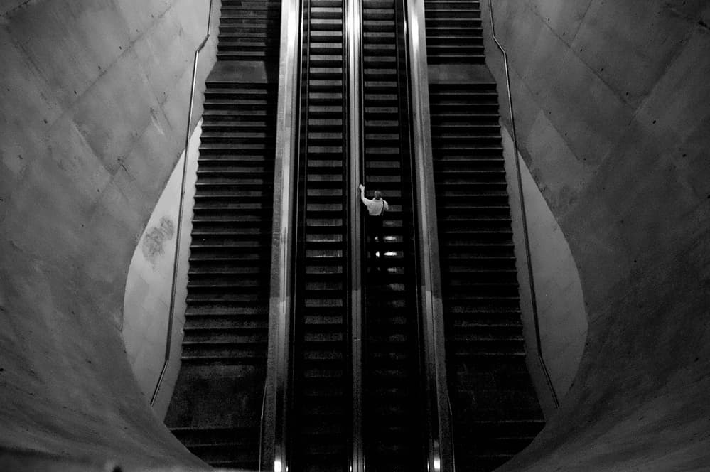 Urban Escalator Ascent by Fernando Alves — canvas wall art