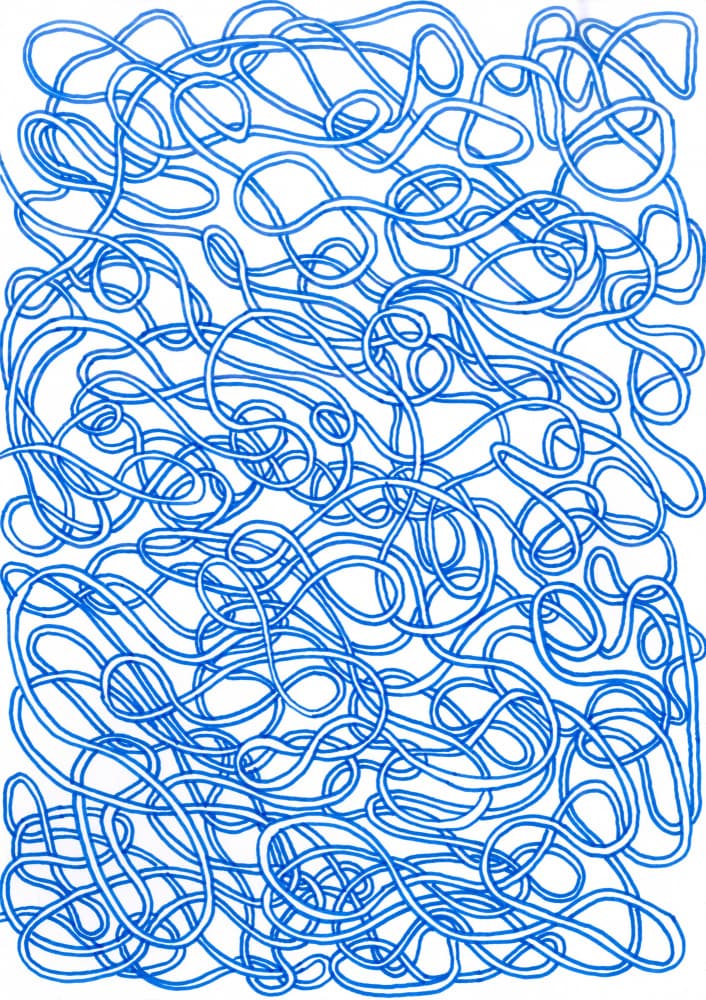 Tangled Blue Lines by Rachel Wu — canvas wall art