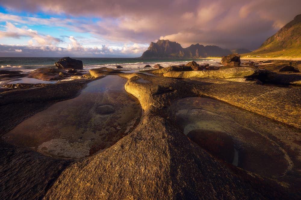 Mountain Coast Sunset Glow by Daniel Gastager — canvas wall art