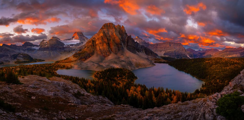 Vibrant Mountain Lake Sunset by Chao Feng 天馬 — canvas wall art