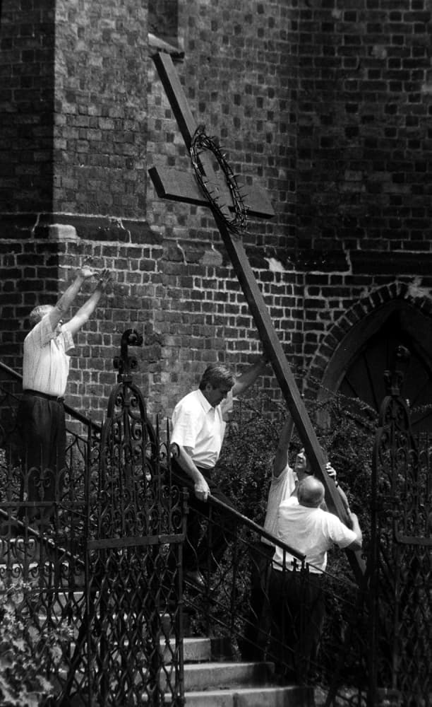 Men Carrying the Cross by Jacek Stefan — canvas wall art
