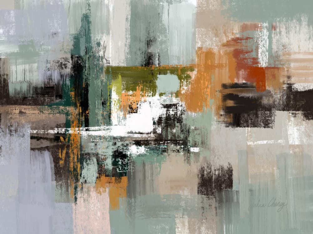 Green, Sage, Rust, Black Abstract Julia Cheney by Julia Cheney — canvas wall art