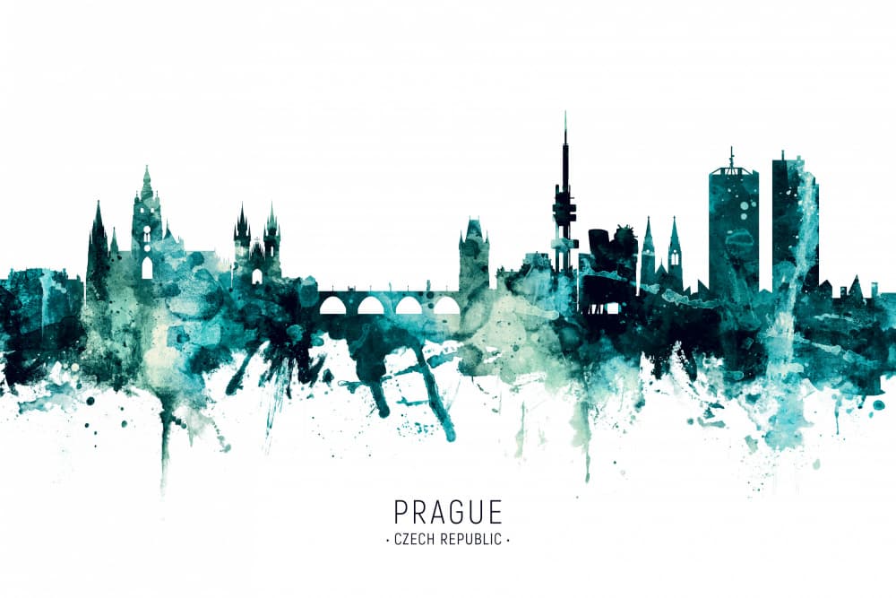 Prague Czech Republic Skyline by Michael Tompsett — canvas wall art