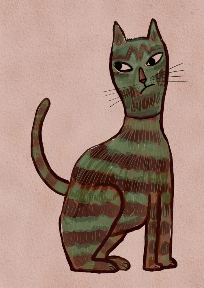 Grumpy Striped Cat by Sharyn Bursic — canvas wall art